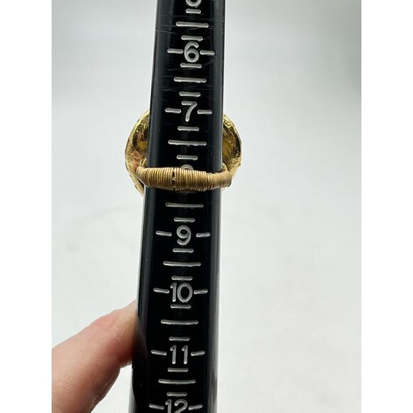 Womens‎ Wavey Cocktail Pave Rhinestone Wire Wrapped Ring Round Setting Sz 8 - Picture 6 of 8